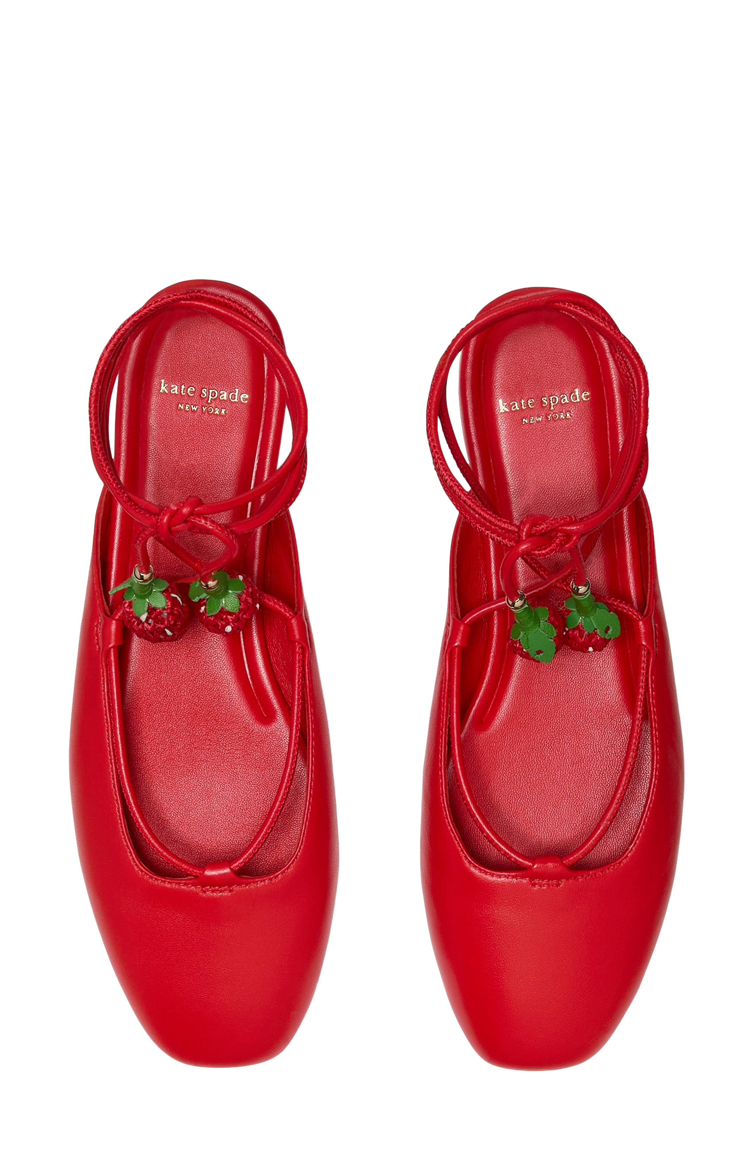 Kate Spade New York strawberry ankle wrap flat, Alternate, color, Heirloom Tomato