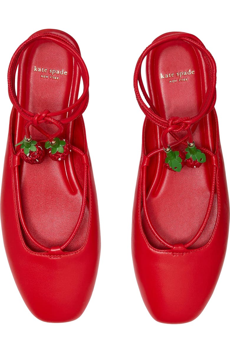 Kate Spade New York strawberry ankle wrap flat, Alternate, color, Heirloom Tomato