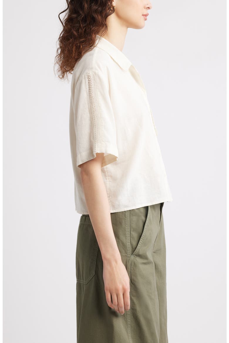 Novelty Linen Blend Camp Shirt, Alternate, color, IVORY EGRET