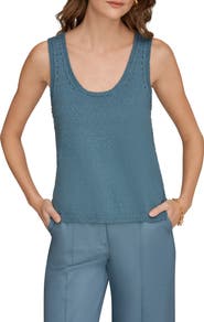 Donna Karan New York Pointelle Stitch Sweater Tank