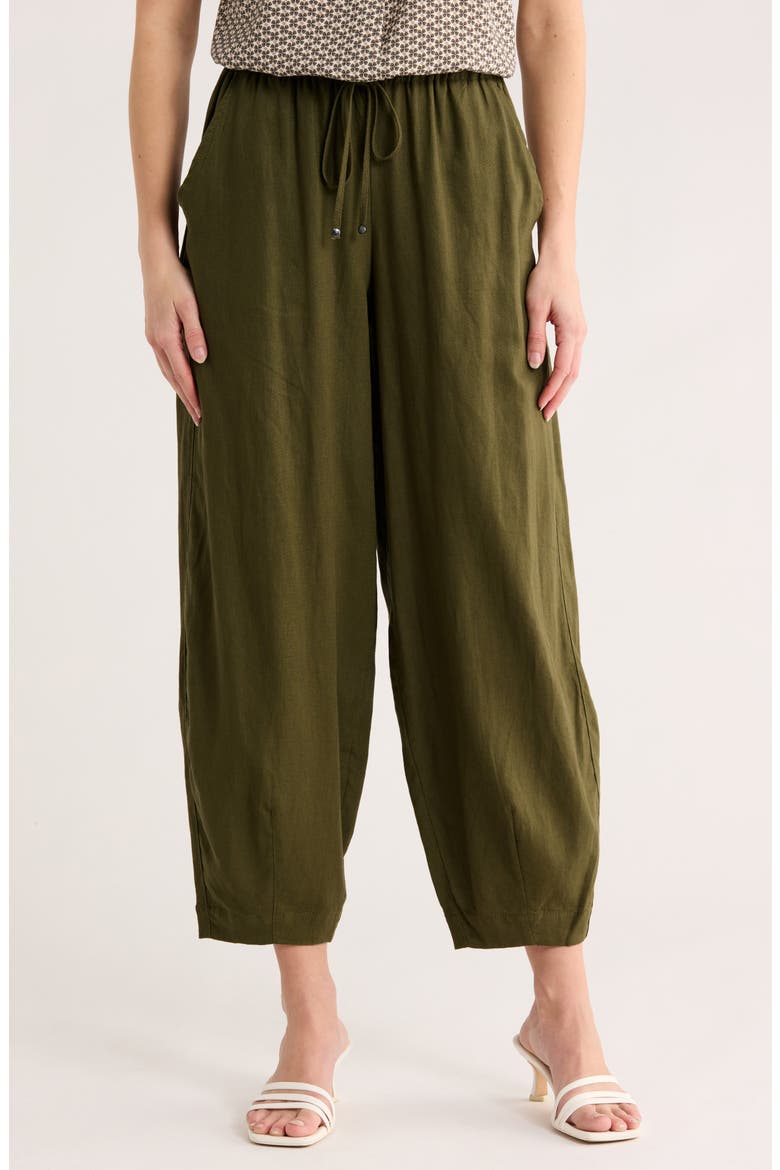 Harem Linen Blend Pants, Main, color, OLIVE