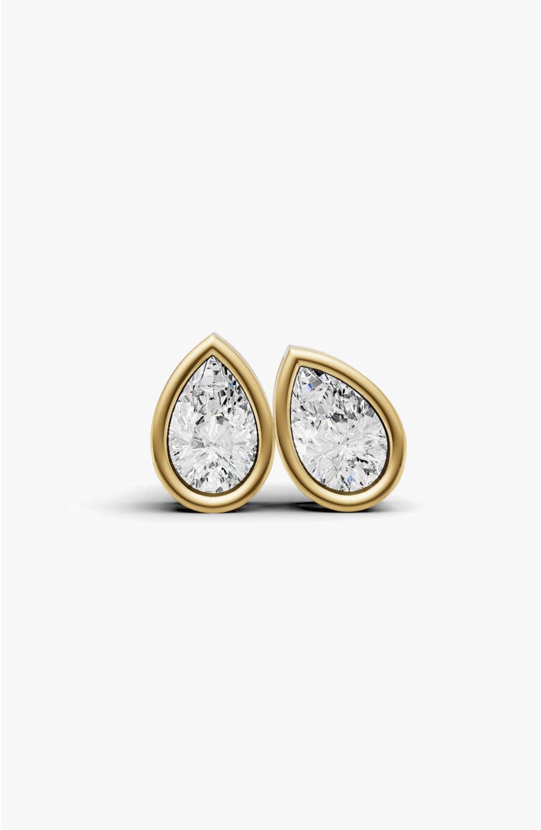 SEREIA OFFICIAL 14K Gold Studs 0.5 Carat Earrings Pear Bezel Solitaire, Main, color, Yellow Gold
