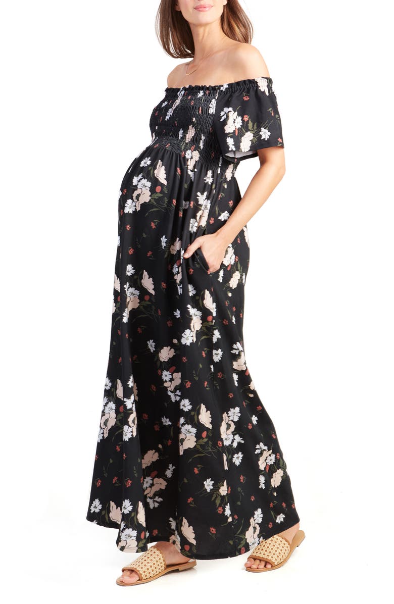 Ingrid & Isabel<sup>®</sup> Off the Shoulder Maternity Maxi Dress, Alternate, color, 
