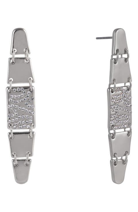 Pavé Crystal Linear Drop Earrings