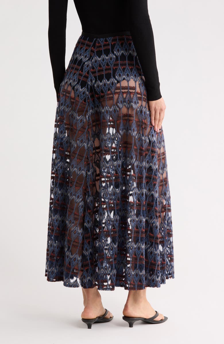 Longchamp Print Maxi Skirt, Alternate, color, Navy