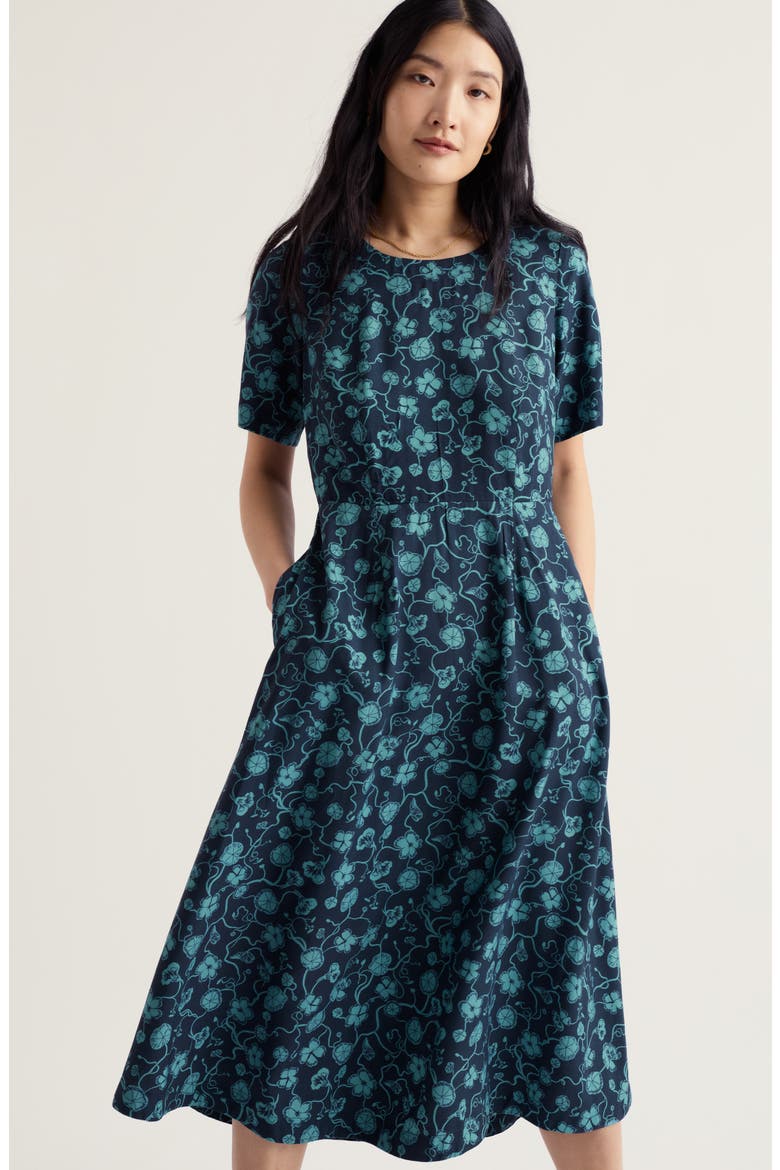 Tilly Midi Dress, Alternate, color, NASTURTIUM PRESS EUCALYPTUS