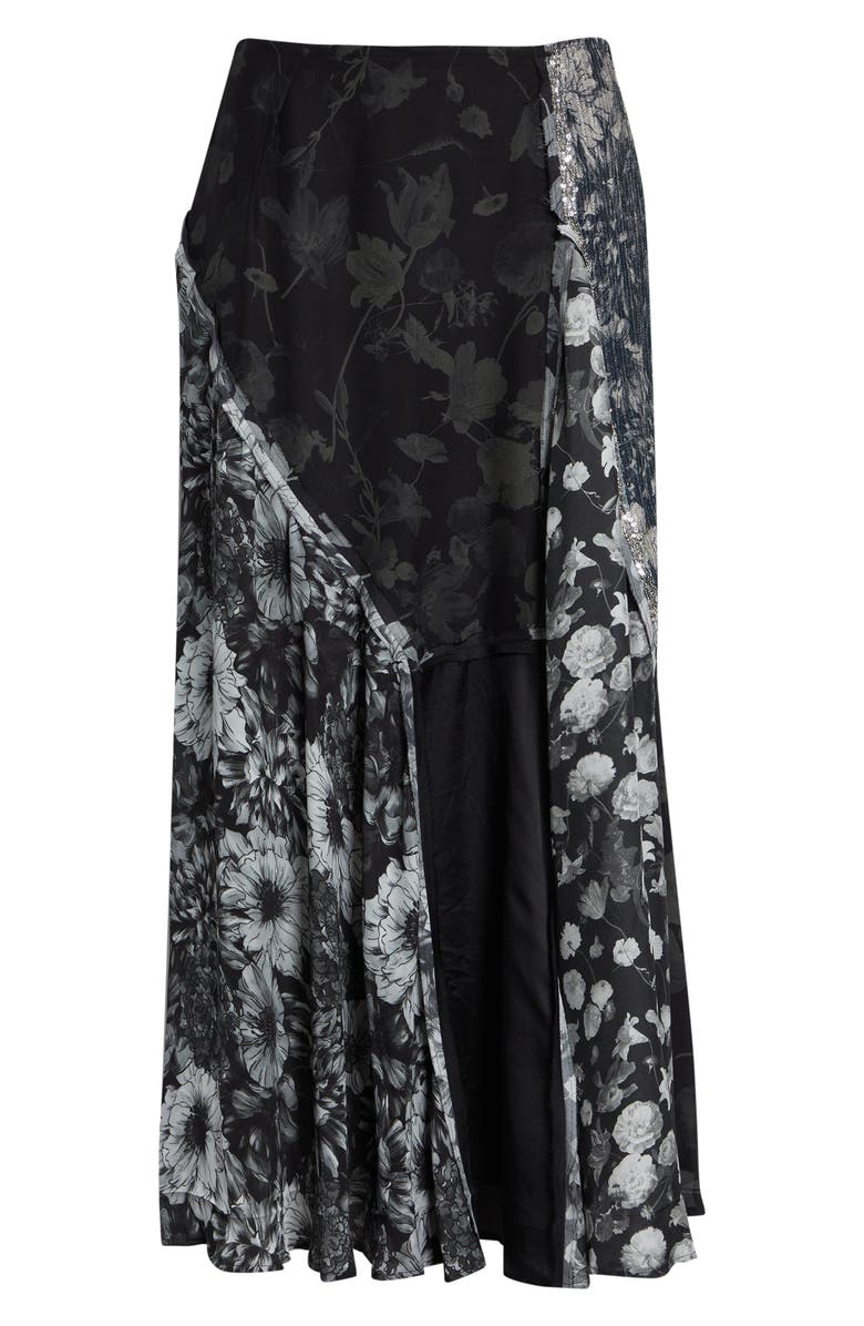 Maison Margiela Sequin & Floral Patchwork Skirt, Main, color, Black Multicolor