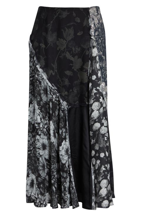 Sequin & Floral Patchwork Skirt