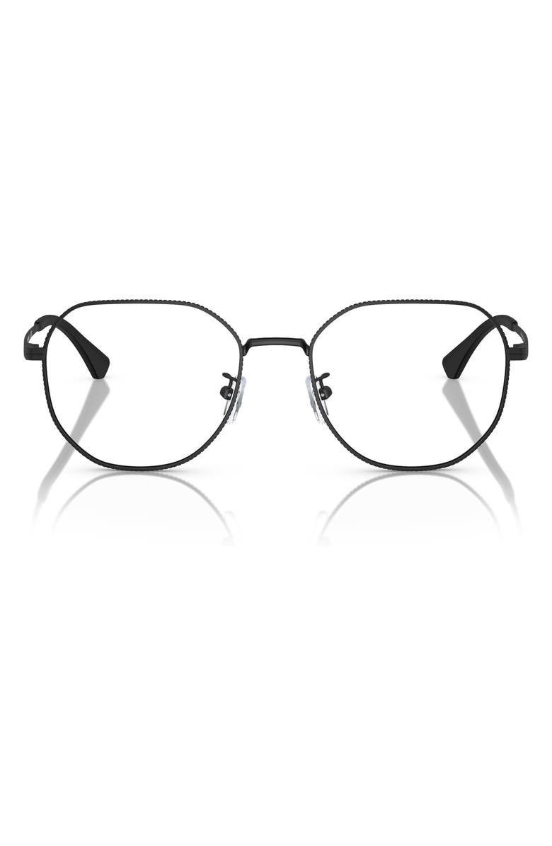 Emporio Armani 52mm Round Optical Glasses, Main, color, Matte Black / Demo Lens