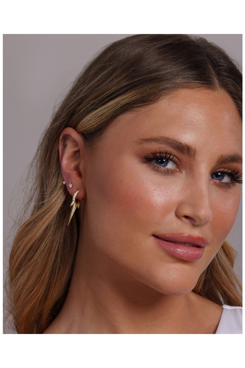 Gabriella Pavé Triple Spike Hoop Earrings, Alternate, color, GOLD