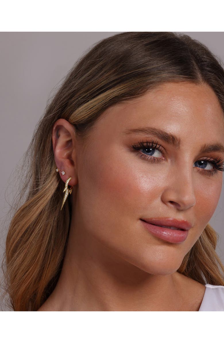 Melinda Maria Gabriella Pavé Triple Spike Hoop Earrings, Alternate, color, Gold