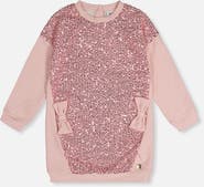 Deux par Deux French Terry Sequin Bow Sweatshirt Dress