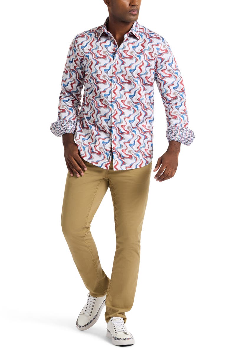 Robert Graham Nate Long Sleeve Button Up Shirt, Alternate, color, White Multi