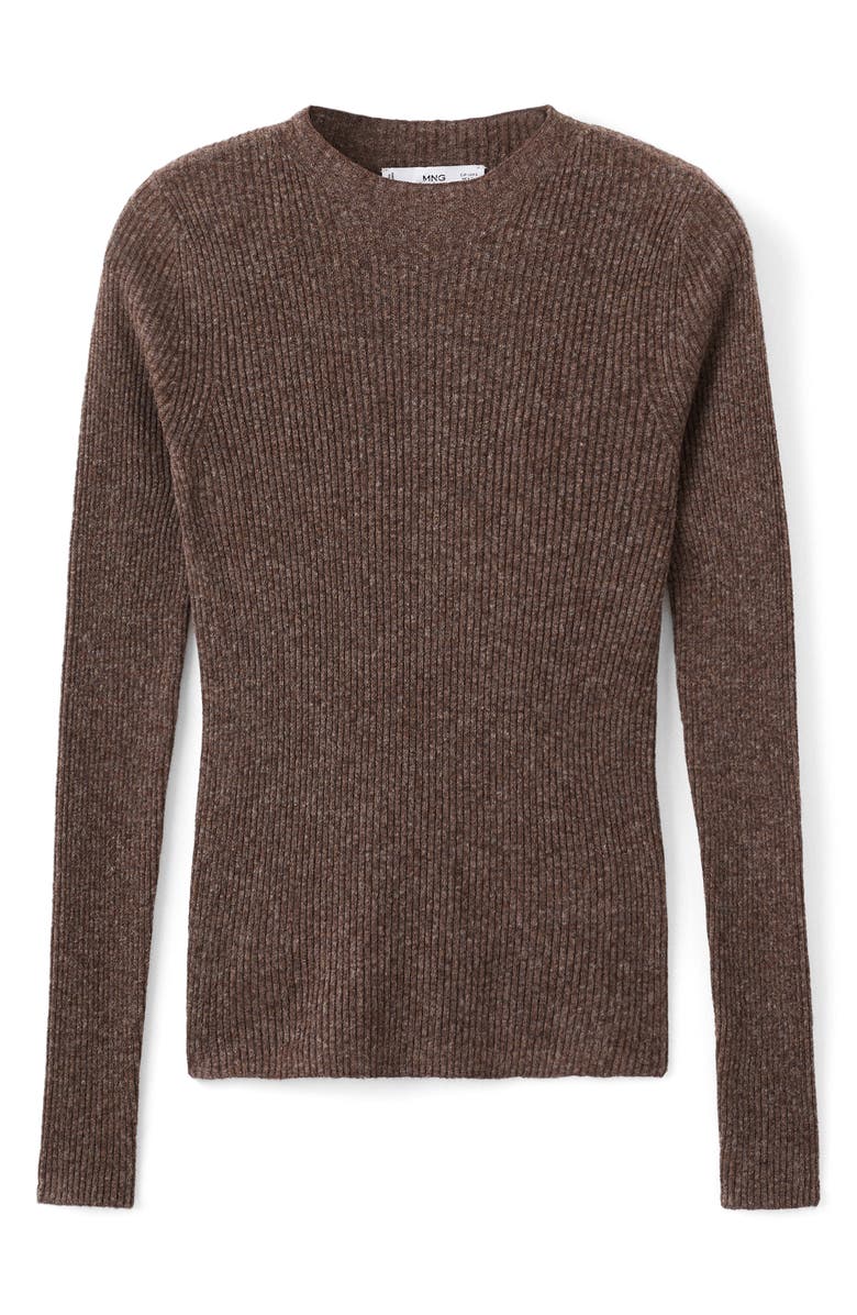 MANGO Mock Neck Rib Sweater, Alternate, color, Chocolate