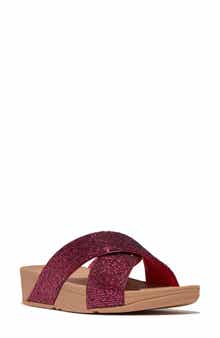 FitFlop Lulu Glitterball Platform Wedge Slide Sandal