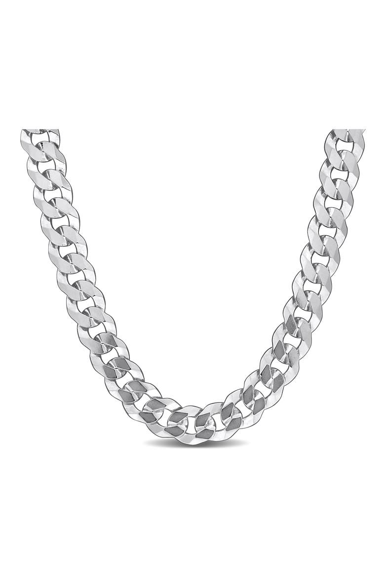 Sterling Silver Bevel Curb Chain Necklace, Main, color, SILVER