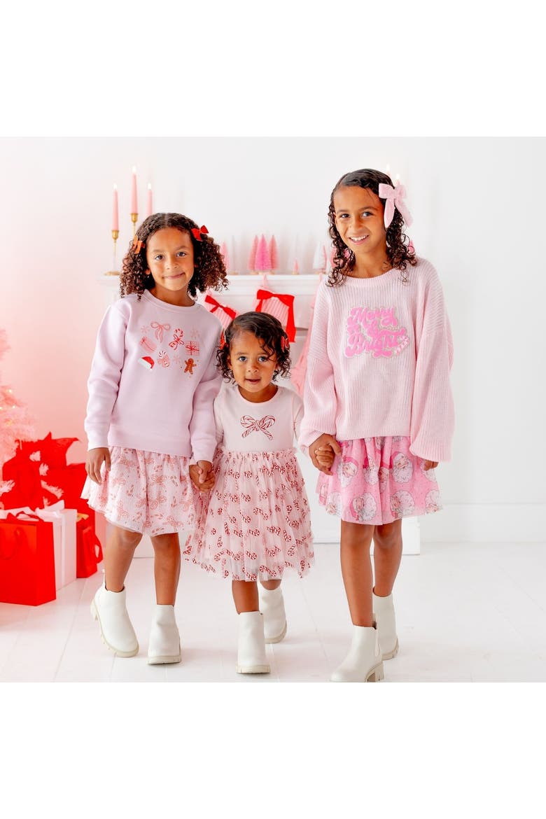 Merry and Bright Patch Christmas Sweater, Alternate, color, Light Pink