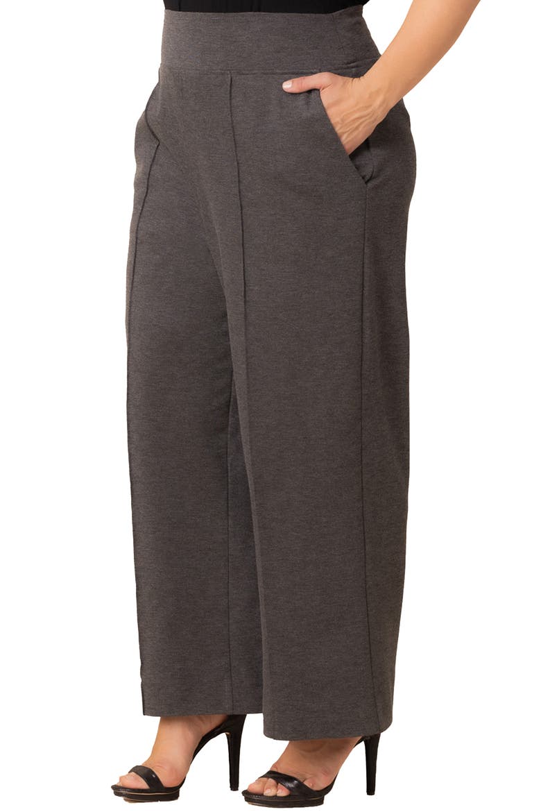 High Waist Wide Leg Ponte Pants, Alternate, color, CHARCOAL GREY