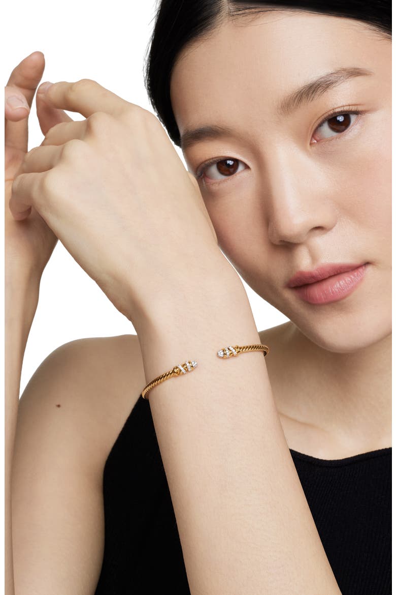 Petite Helena Cablespira® Bracelet in 18K Yellow Gold with Diamonds, 3mm, Alternate, color, GOLD