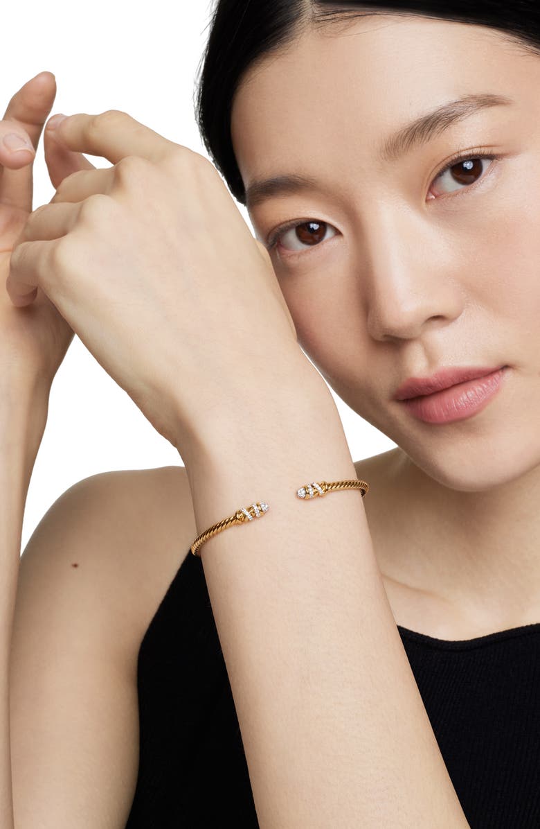 David Yurman Petite Helena Cablespira<sup>®</sup> Bracelet in 18K Yellow Gold with Diamonds, 3mm, Alternate, color, Diamond/ Yellow Gold