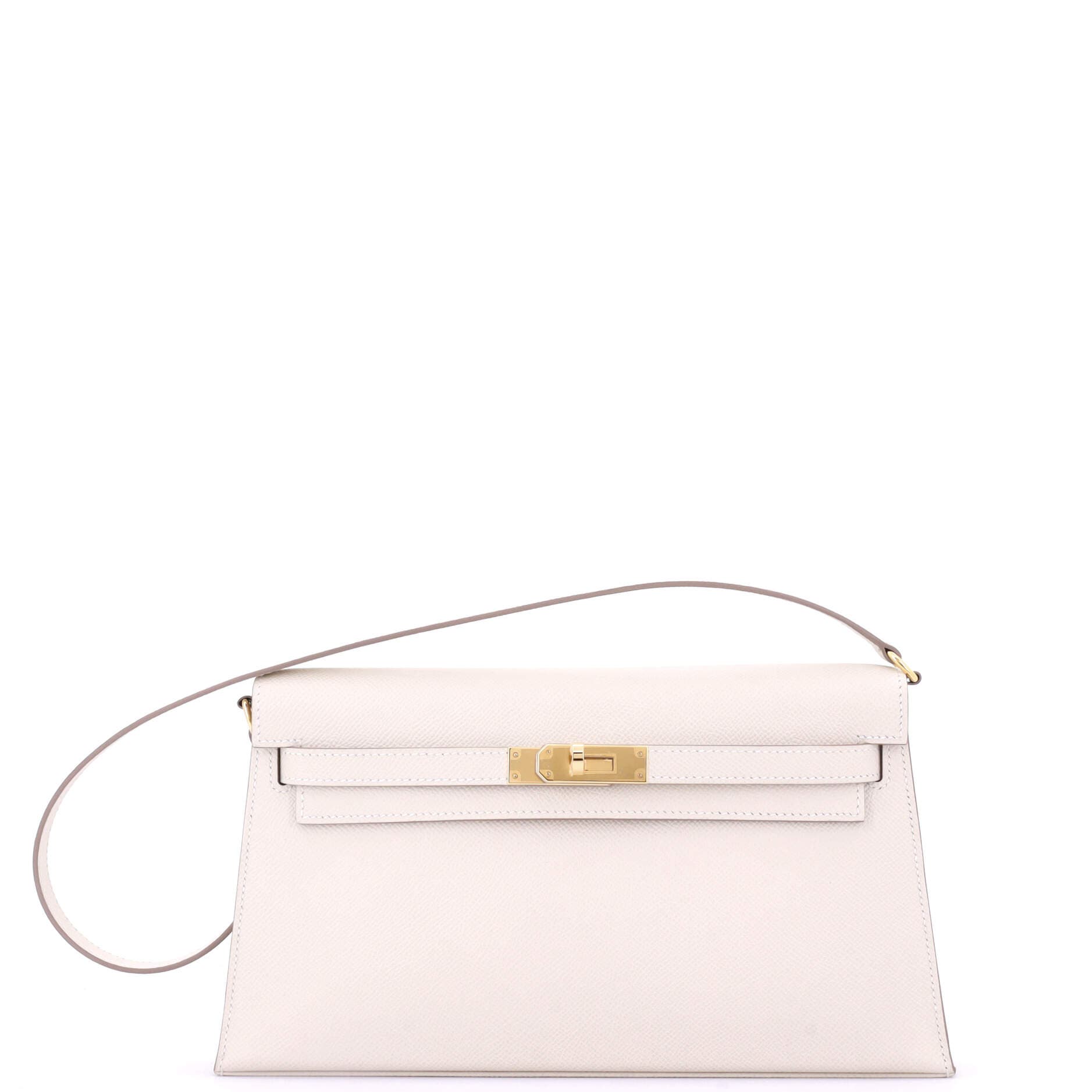 Pre-Owned Hermes Kelly Elan Shoulder Bag Epsom, Main, color, Craie