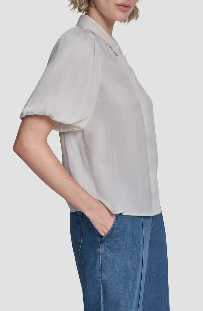 DKNY Park Satin Shirt, Alternate, color, Ivory