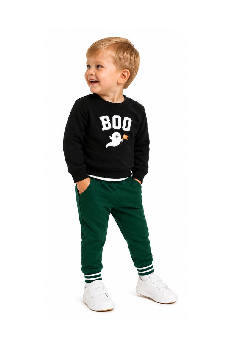 Boo Ghost Crewneck Sweatshirt, Alternate, color, Black
