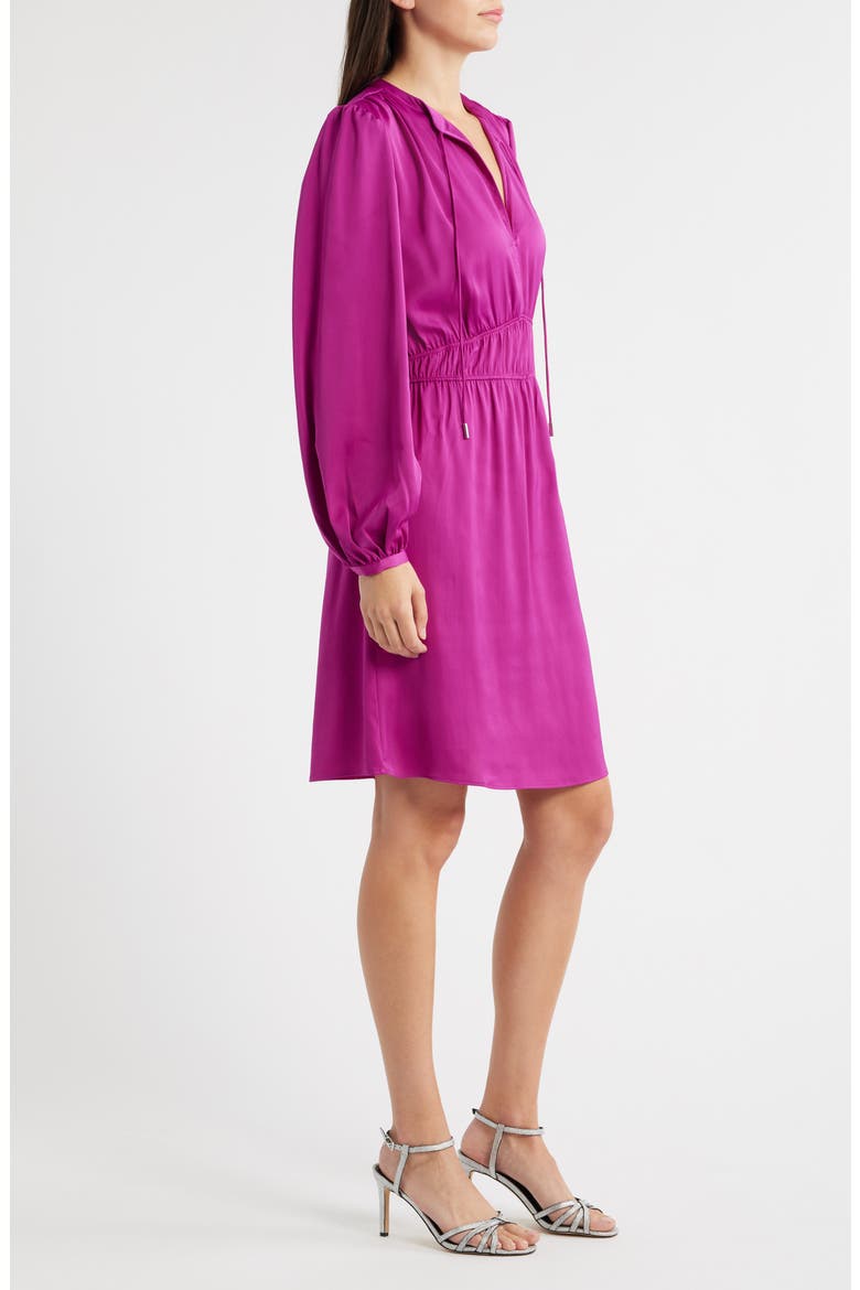 Decly Tie Neck Long Sleeve Dress, Alternate, color, DK PNK