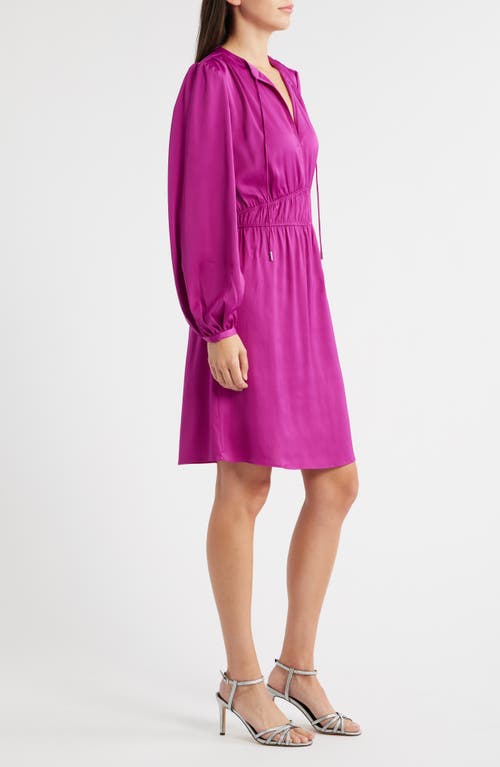 Hugo Boss Boss Orange Decly Tie Neck Long Sleeve Dress In Purple