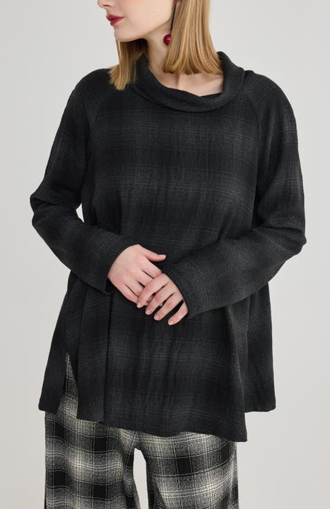 Ginevra Plaid Cowl Neck Top