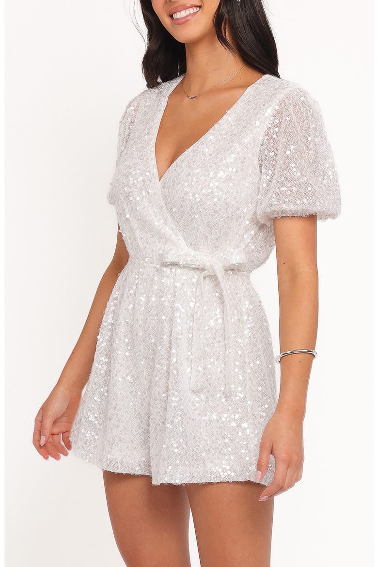 Varity Puff Sleeve Romper, Alternate, color, WHITE