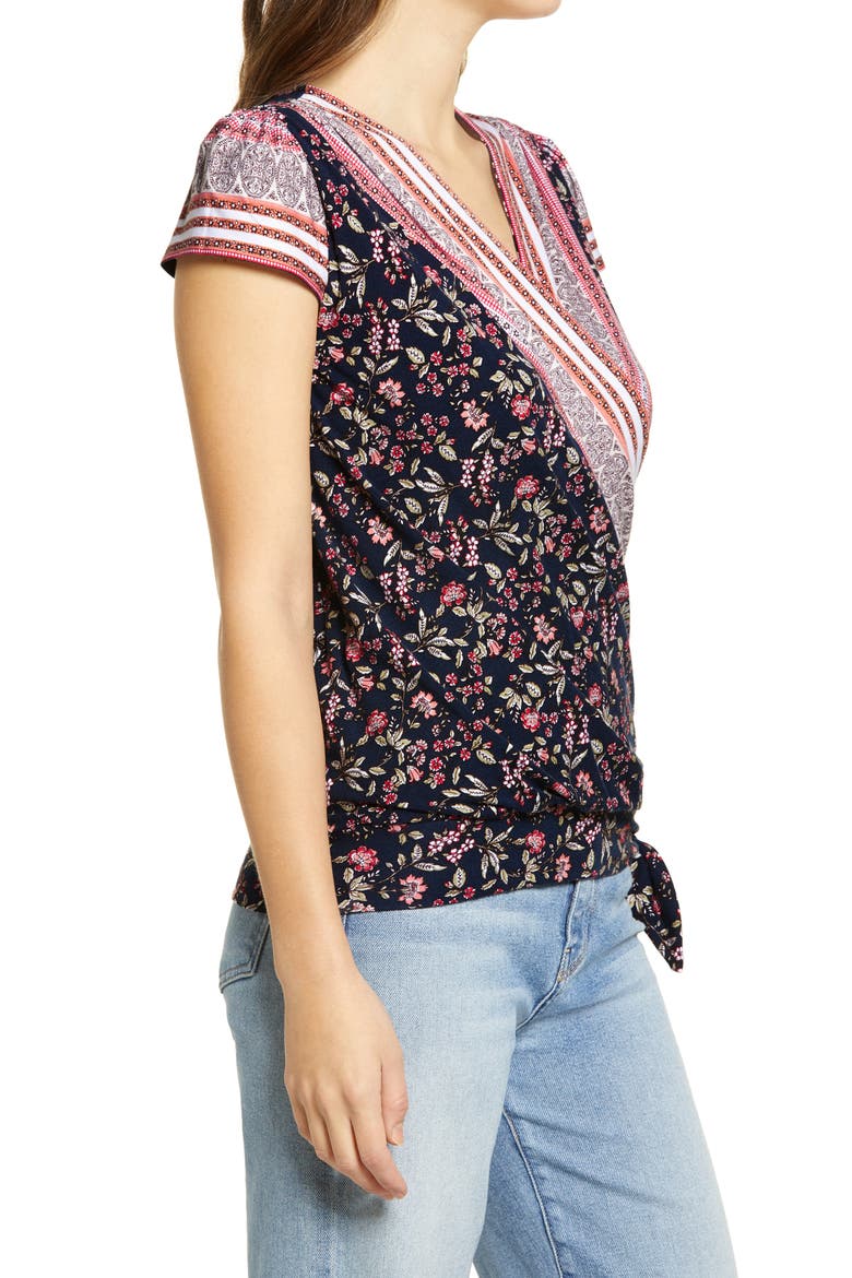 Wrap Front Top, Alternate, color, NAVY