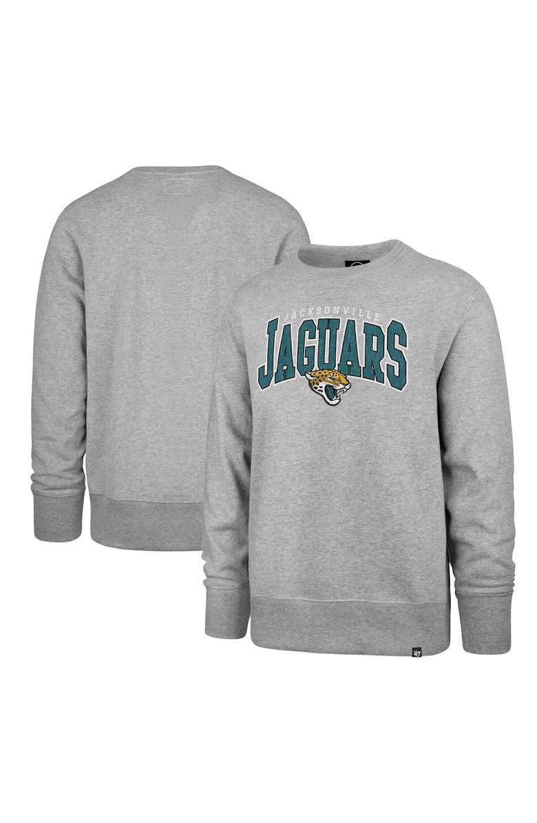'47 Men's '47 Gray Jacksonville Jaguars Varsity Block Headline Pullover Sweatshirt, Main, color, Gray