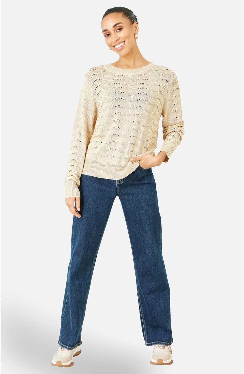 Yumi Wave Metallic Thread Relaxed Jumper, Alternate, color, Beige