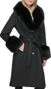KARL LAGERFELD PARIS Faux Fur & Wool Blend Coat