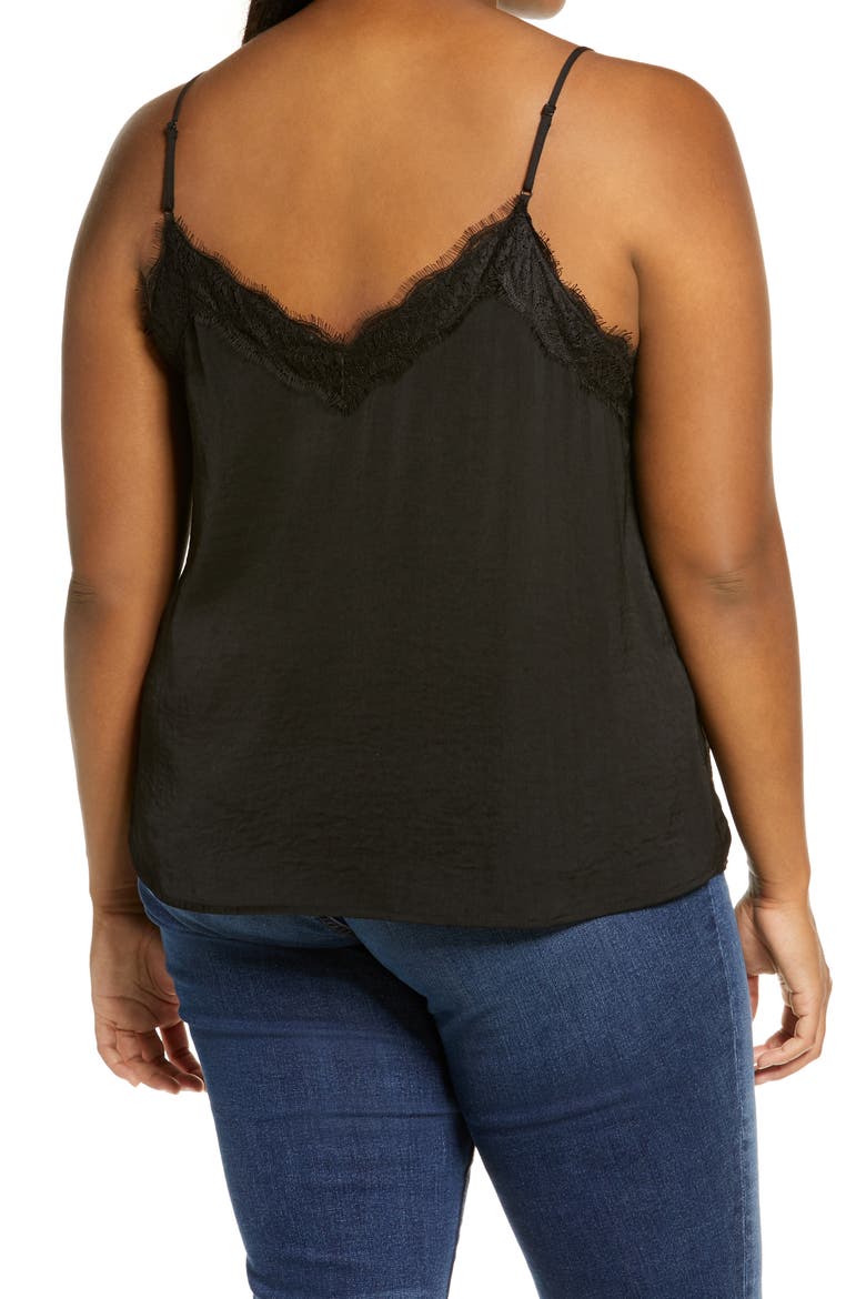 Leopard Print Lace Trim Camisole, Alternate, color, BLACK