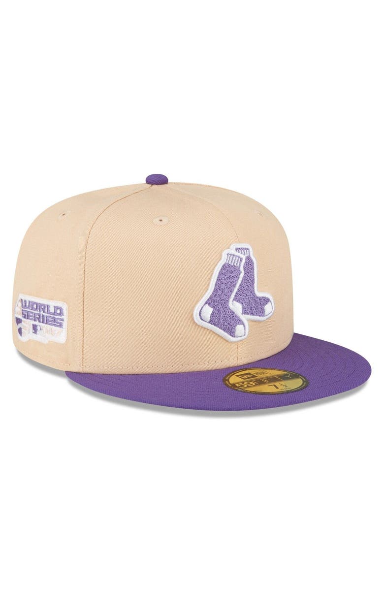 New Era Men's New Era Peach/Purple Boston Red Sox 2007 World Series Side Patch 59FIFTY Fitted Hat, Main, color,