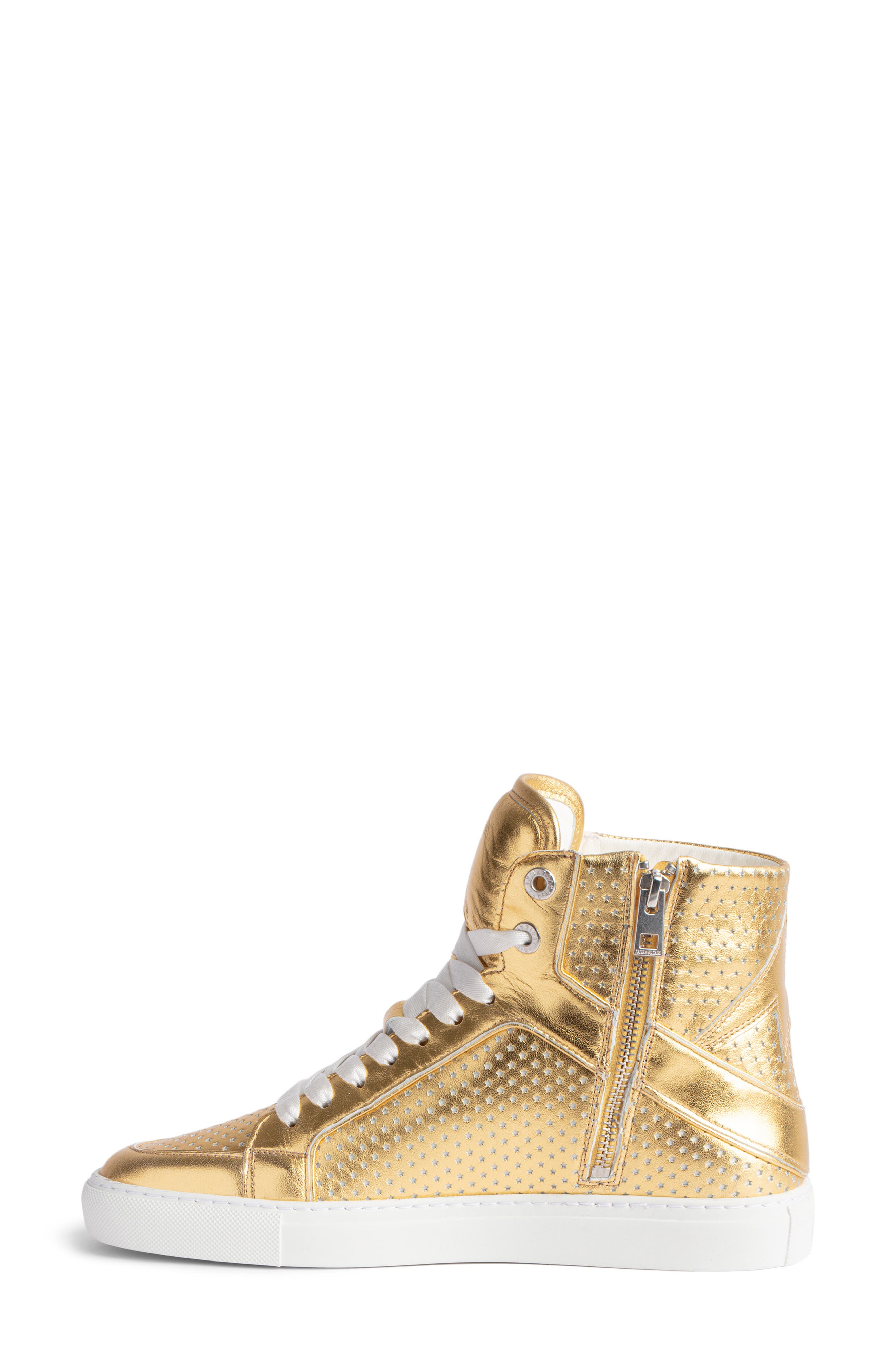 Zadig & Voltaire Flash Metallic High Top Sneaker, Alternate, color, 