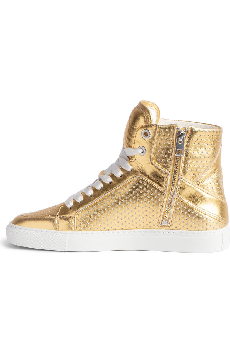 Zadig & Voltaire Flash Metallic High Top Sneaker, Alternate, color,