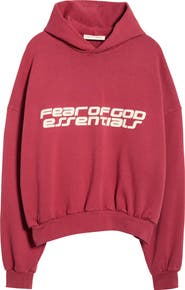 Fear of God Essentials Logo Graphic Print Relaxed Crop Hoodie