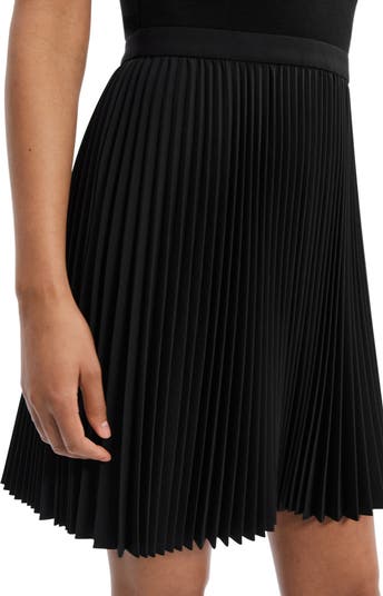 Pleated Mixed Media Polo Dress