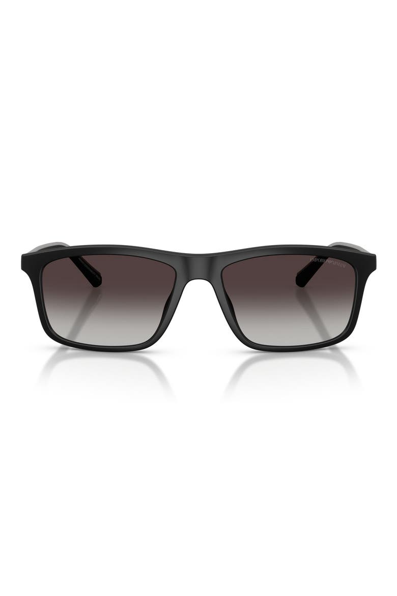 57mm Gradient Pillow Sunglasses, Main, color, MATTE BLACK / GREY GRADIENT