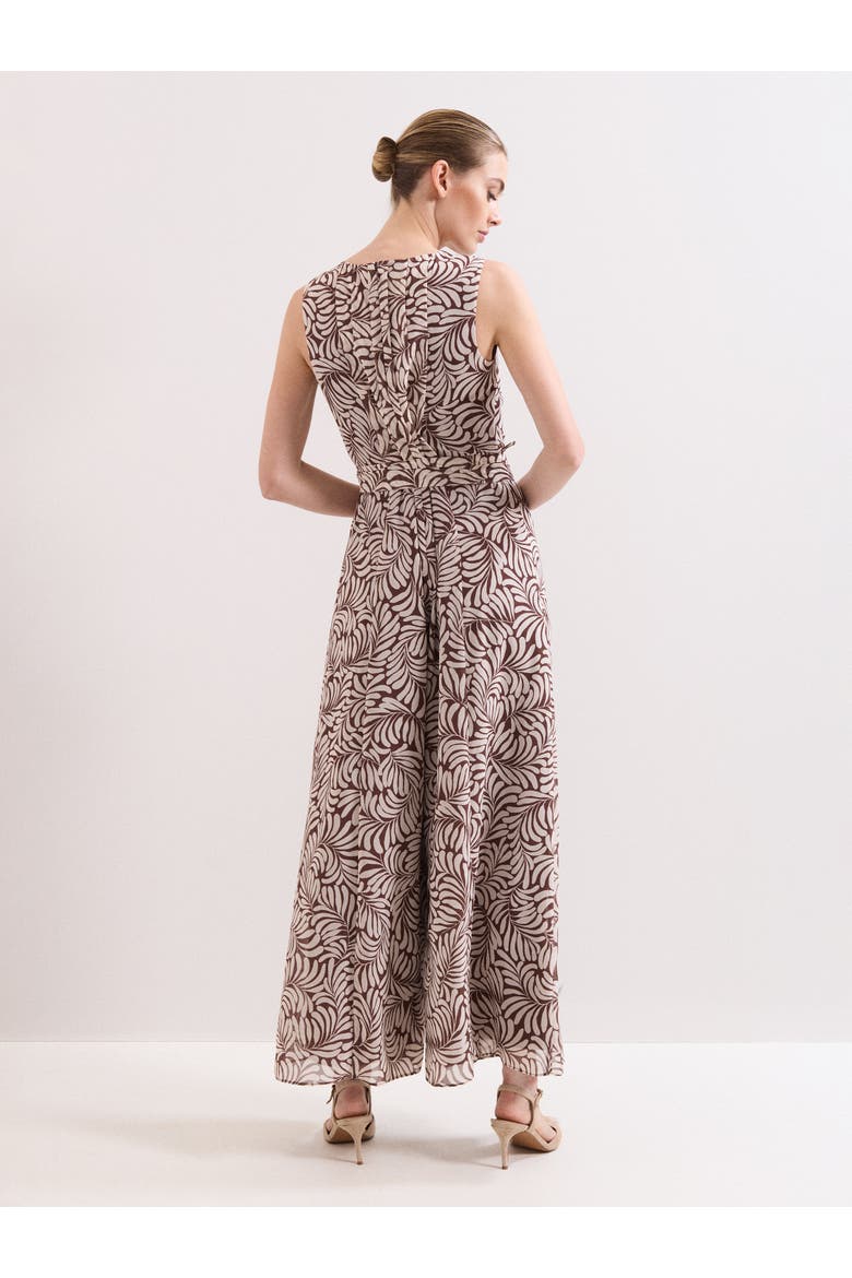 Janine Leaf Sleeveless Jumpsuit, Alternate, color, Latte
