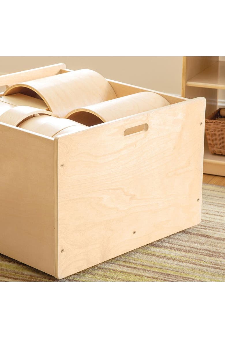 4-Sided Block Storage Box on Wheels, Alternate, color, Brown