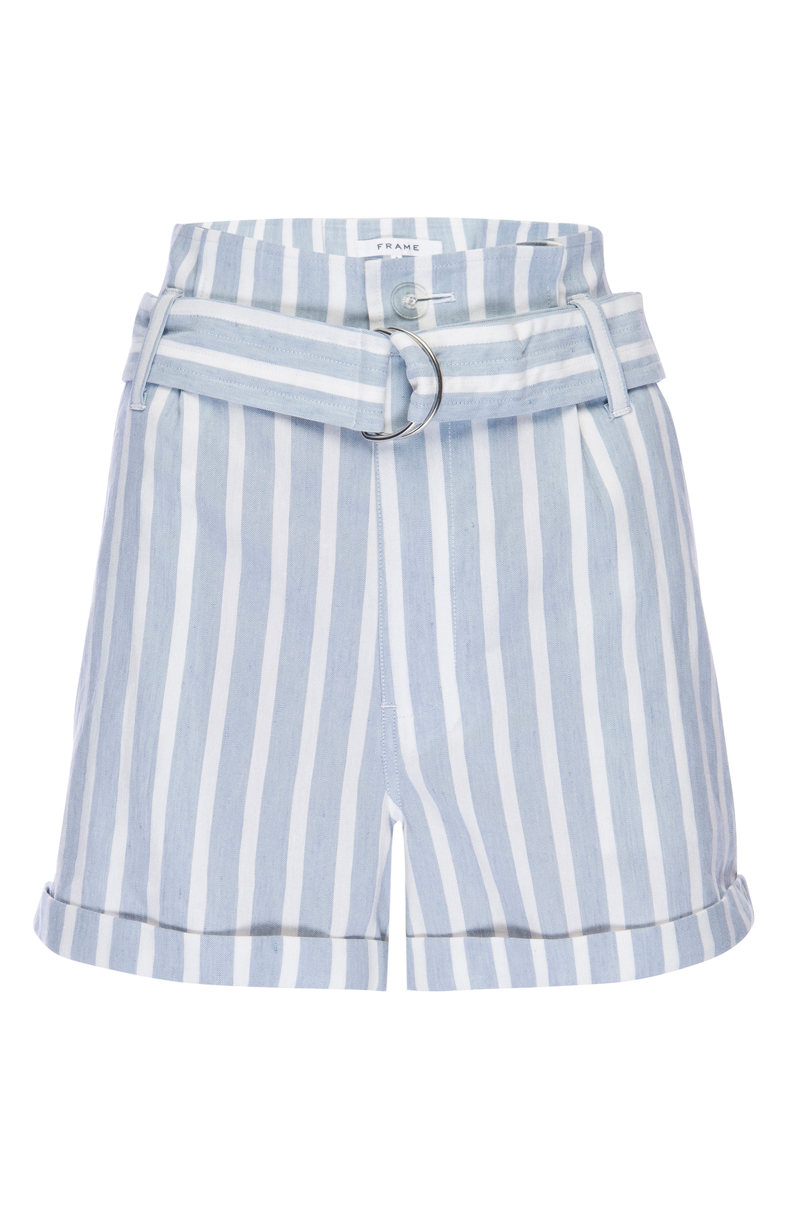FRAME Casual Linen Blend Belted Shorts (Women) | Nordstromrack