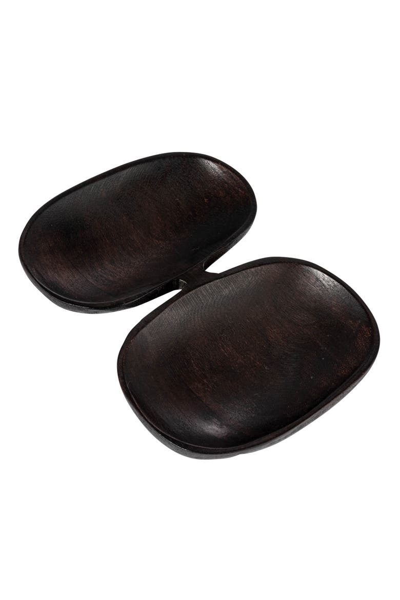 Modern Wood Serving Dish with 2 Sections, Main, color, Black
