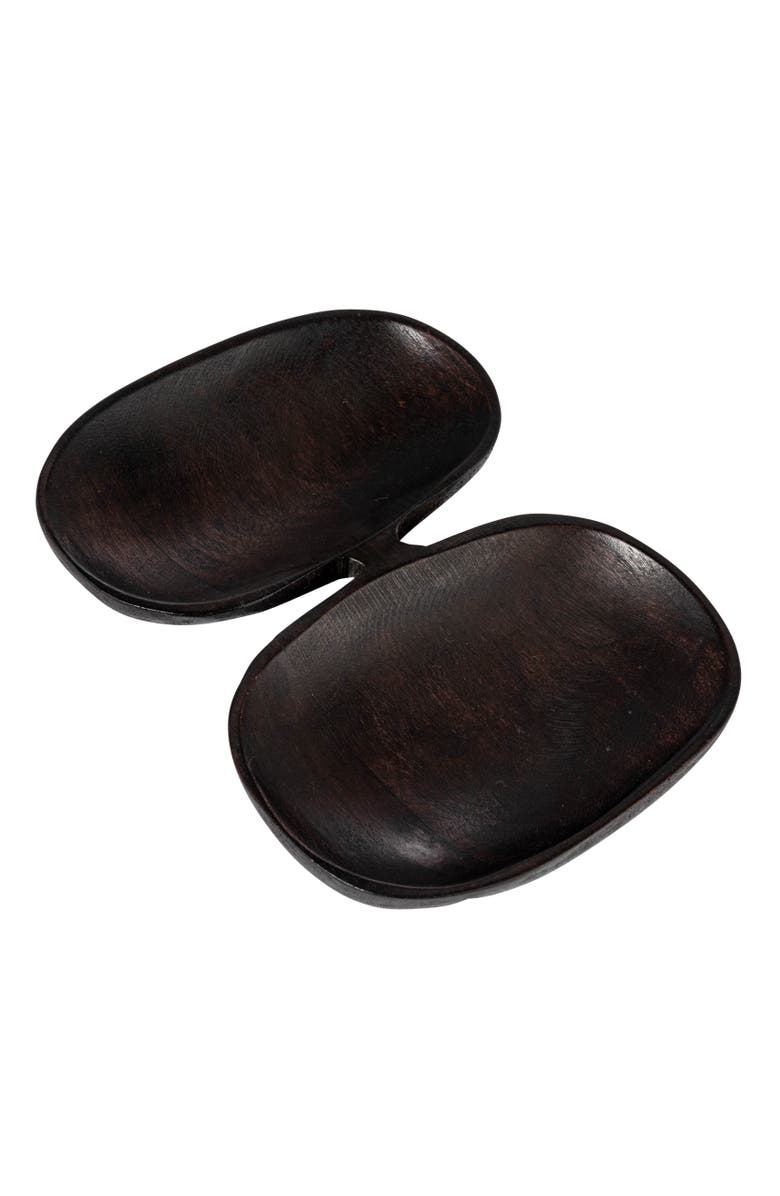 Storied Home Modern Wood Serving Dish with 2 Sections, Main, color, Black