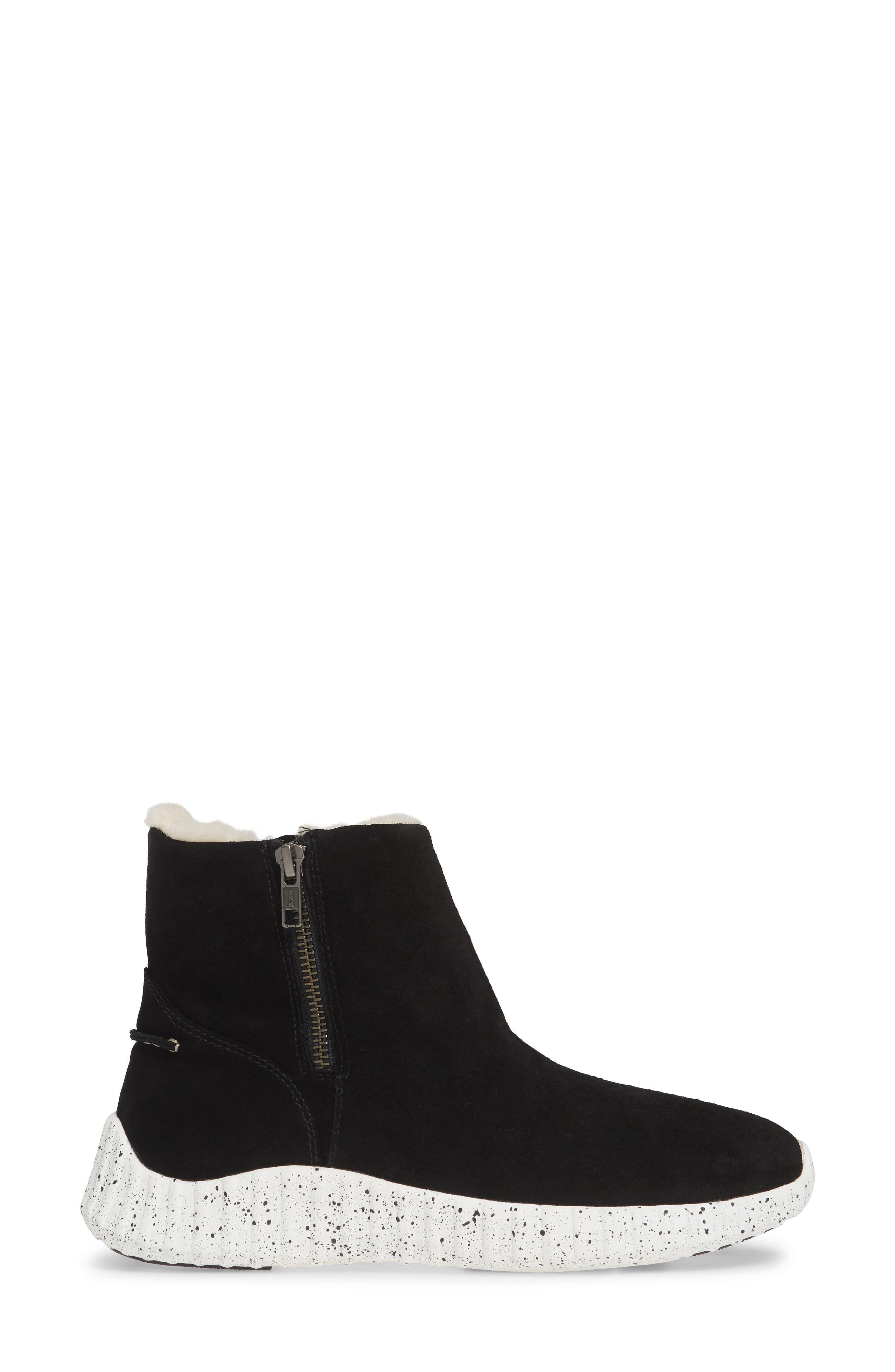 Kimberly Waterproof Genuine Shearling Lined Sneaker Bootie, Alternate, color, BLACK SUEDE
