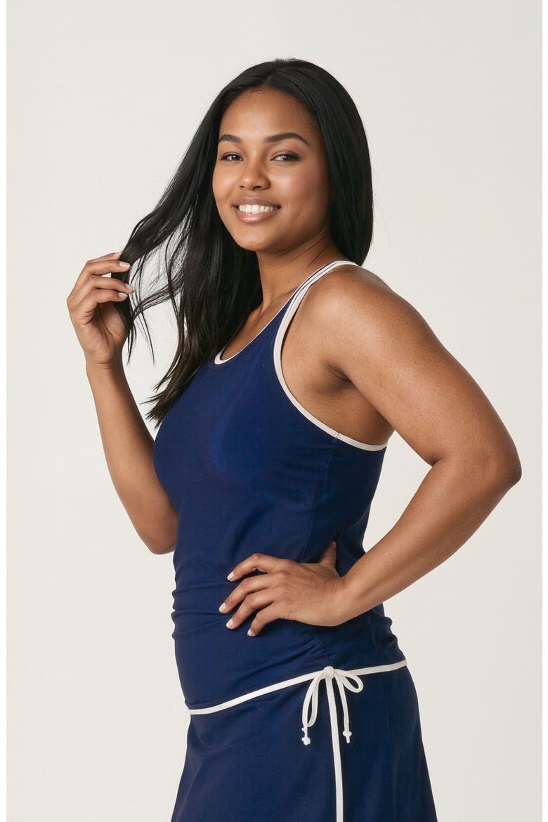 Plus Size Maya Tankini Swim Top With Removable Cups Two-Toned Collection, Alternate, color, Navy & White