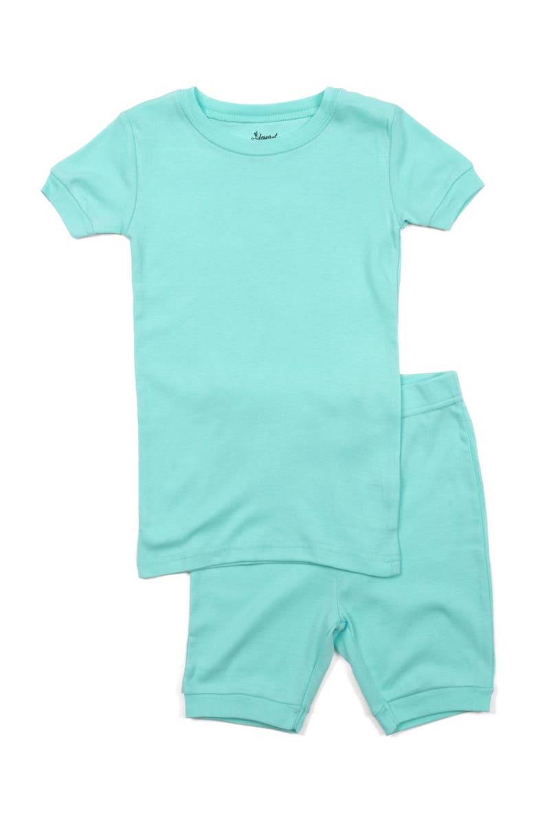 Leveret Kids Short Sleeve Cotton Solid Matching Family Pajamas, Main, color, Aqua